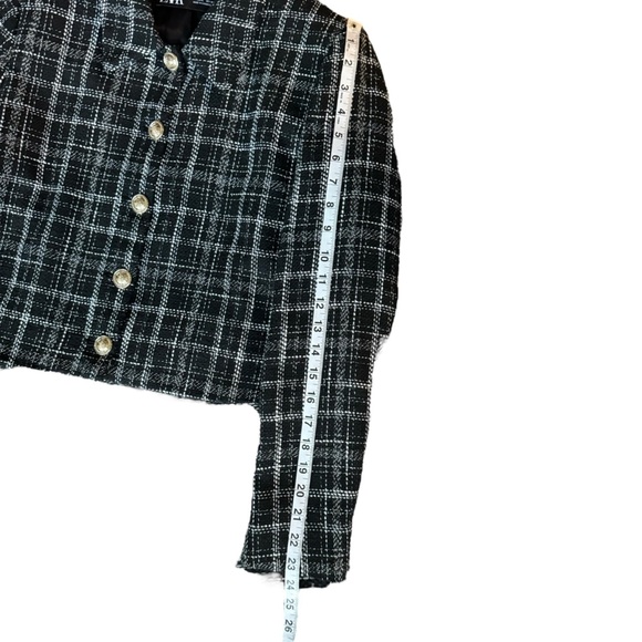 Zara Womens Plaid Tweed Crop Jacket Size‎ L - Picture 12 of 14